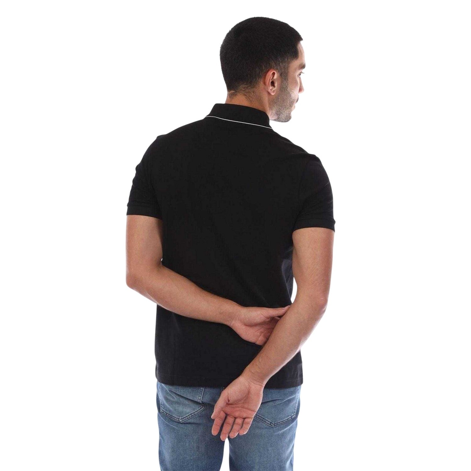 Black - Back - Boss Mens Tonal Logo Slim Short-Sleeved Polo Shirt