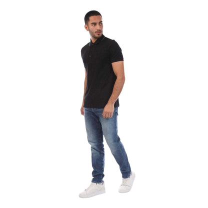 Black - Side - Boss Mens Tonal Logo Slim Short-Sleeved Polo Shirt