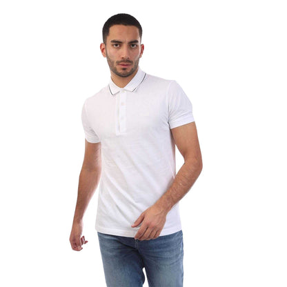 Off White - Front - Boss Mens Tonal Logo Slim Short-Sleeved Polo Shirt