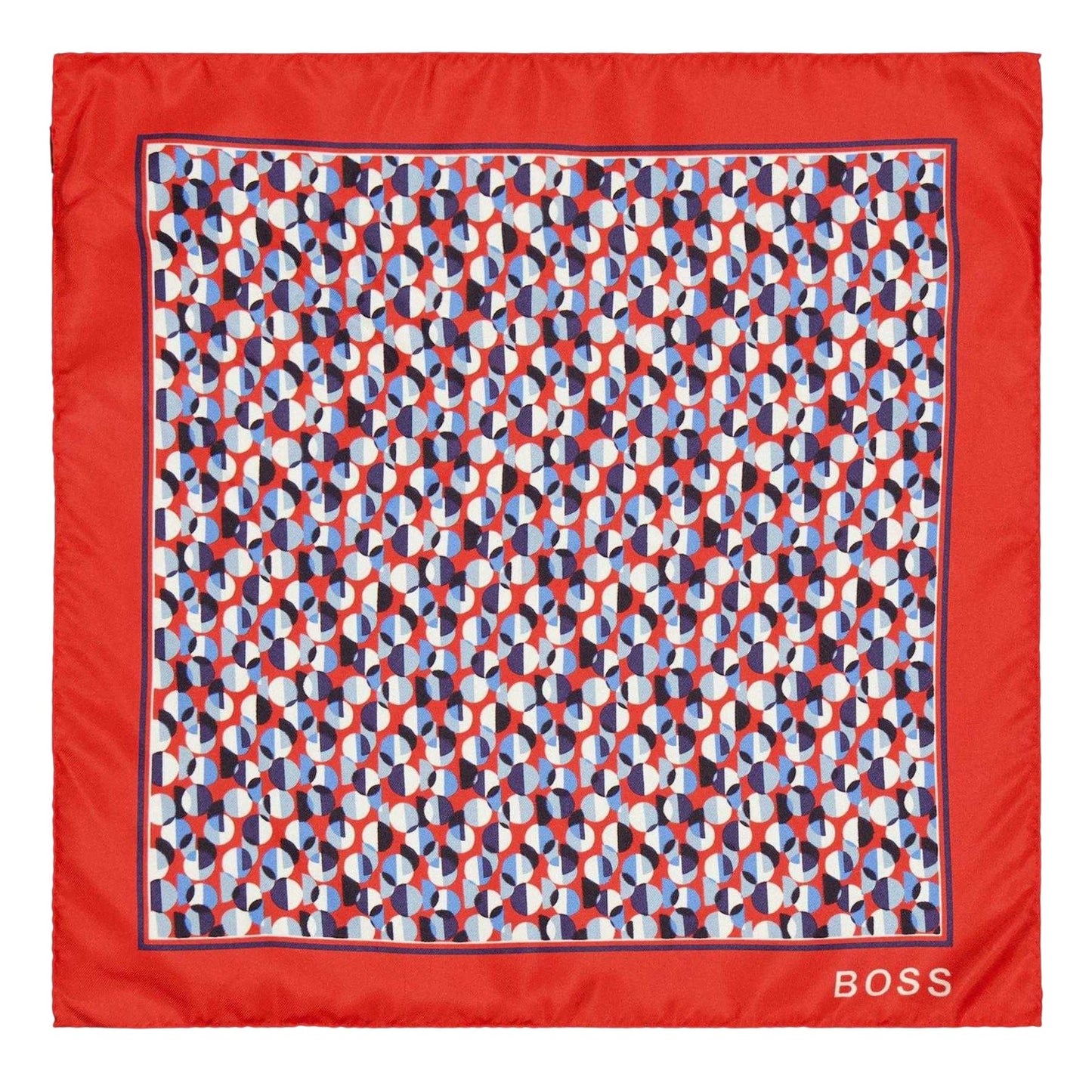 Red - Front - Boss Mens Logo Pocket Square