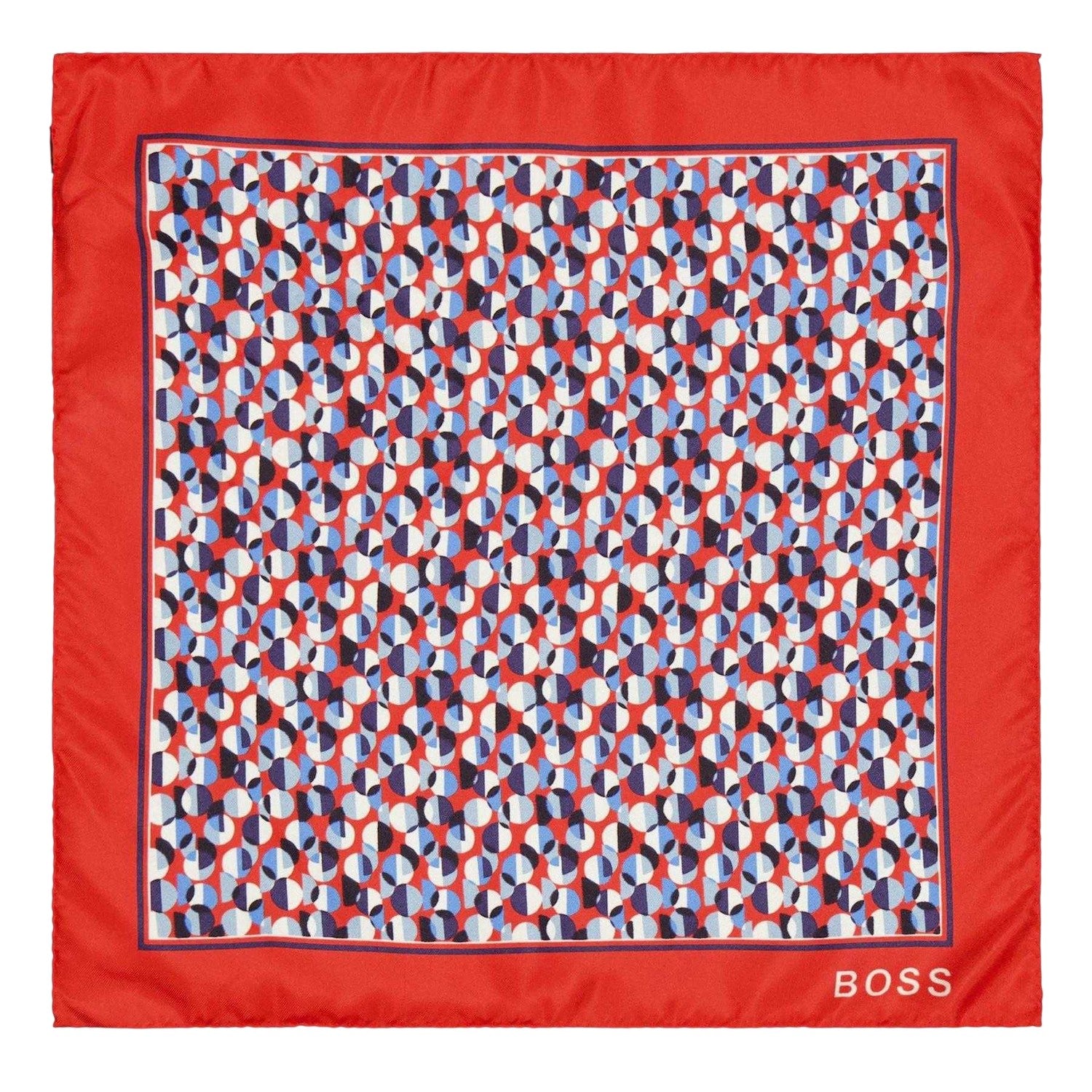 Red - Front - Boss Mens Logo Pocket Square