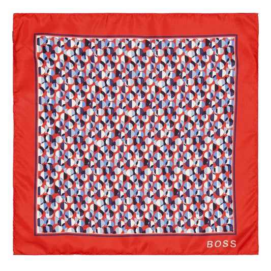 Red - Front - Boss Mens Logo Pocket Square
