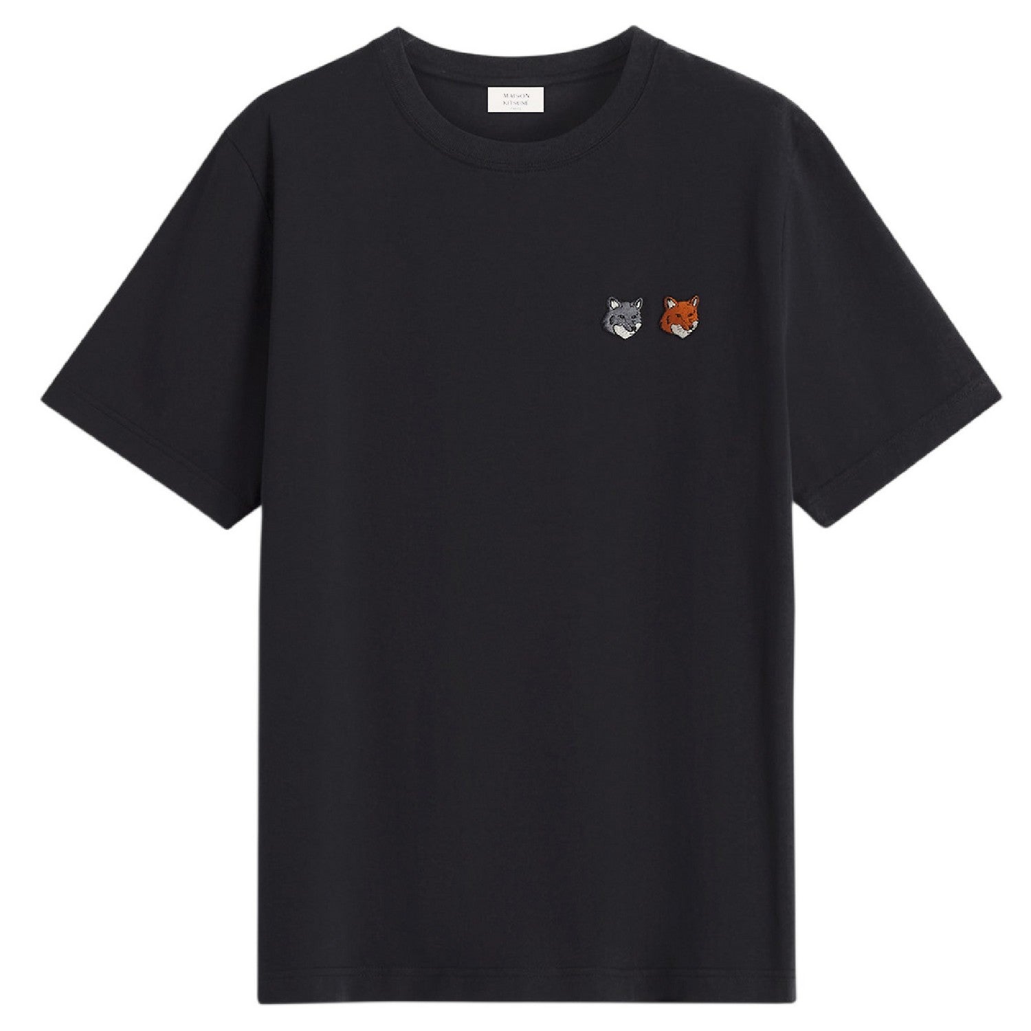 Anthracite - Front - Maison Kitsuné Mens Double Fox T-Shirt