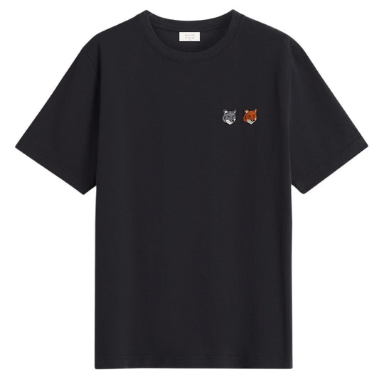 Anthracite - Front - Maison Kitsuné Mens Double Fox T-Shirt