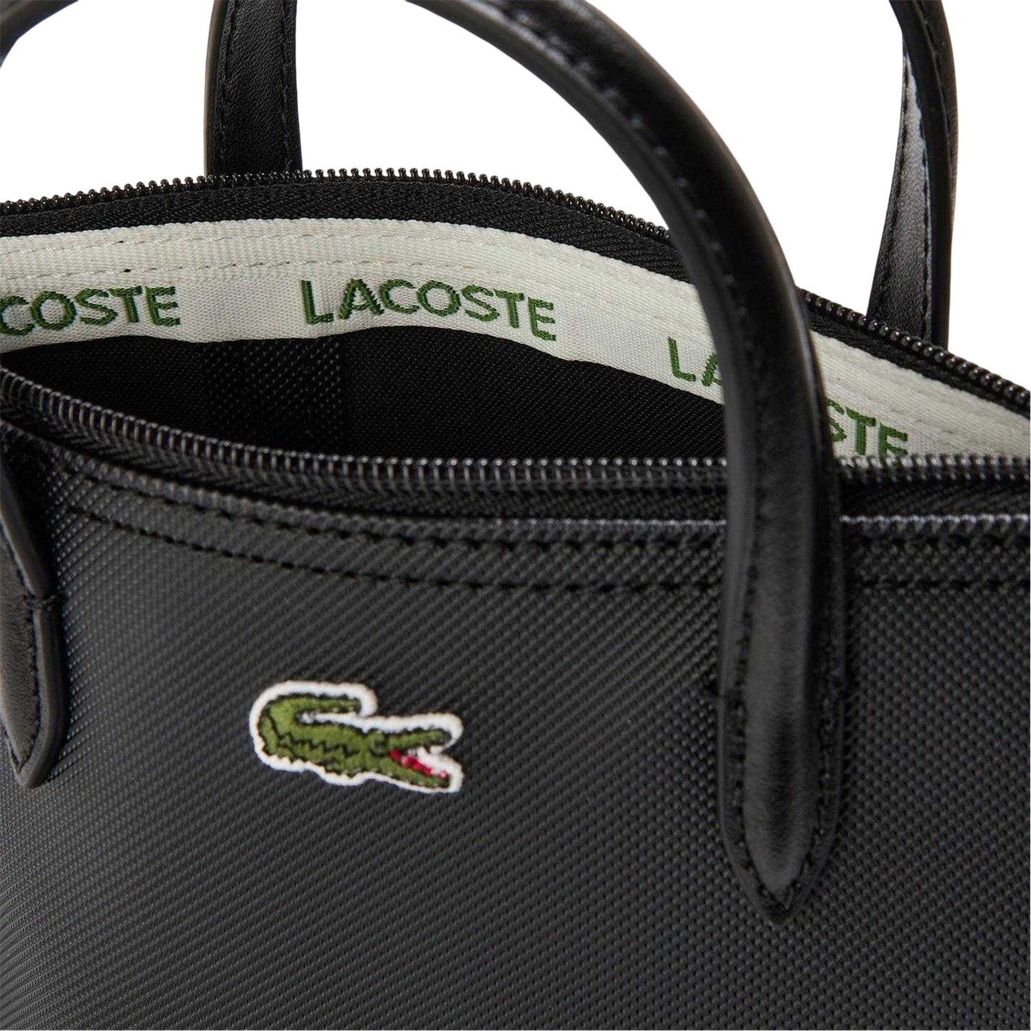 Black - Side - Lacoste Logo Canvas Crossbody Bag