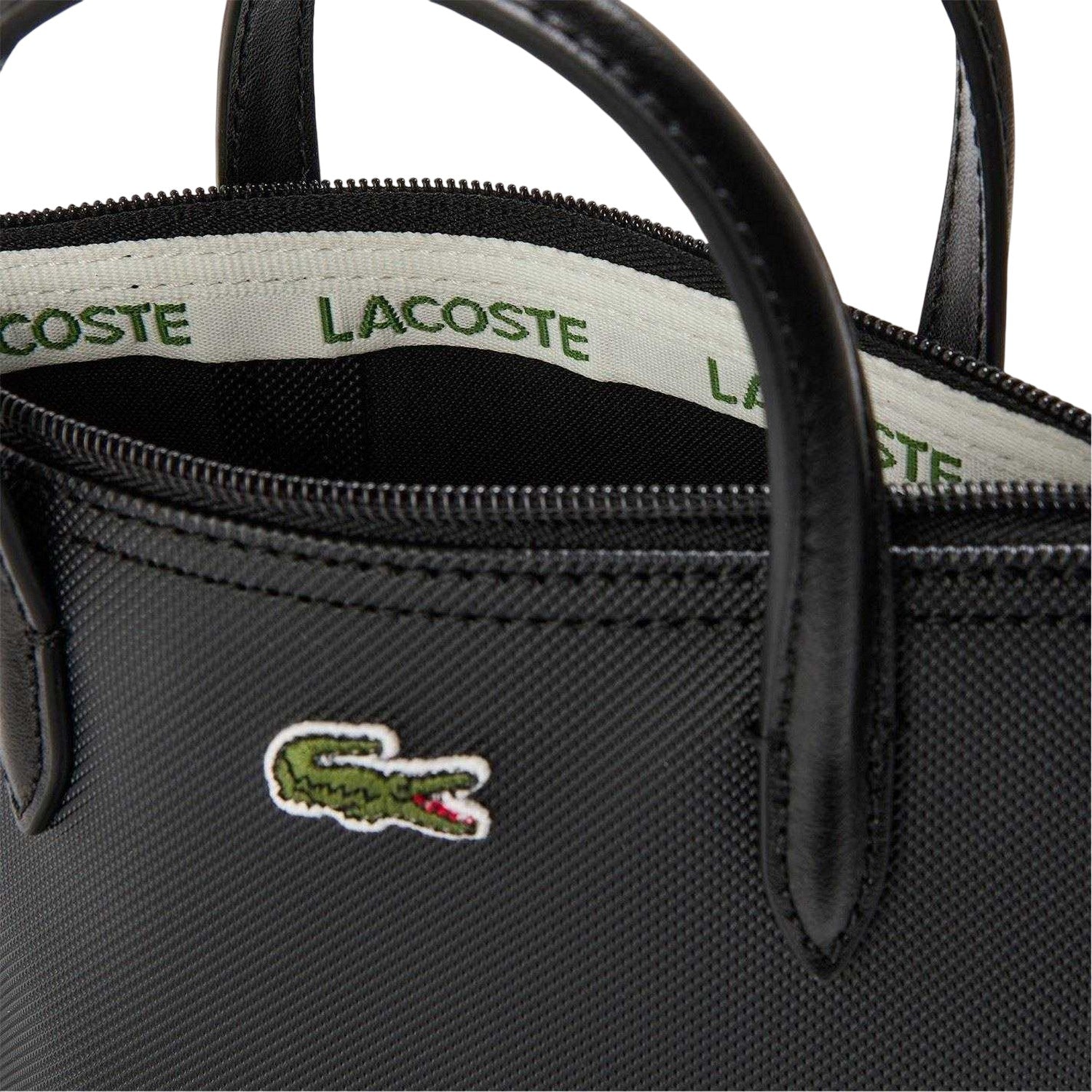 Black - Side - Lacoste Logo Canvas Crossbody Bag