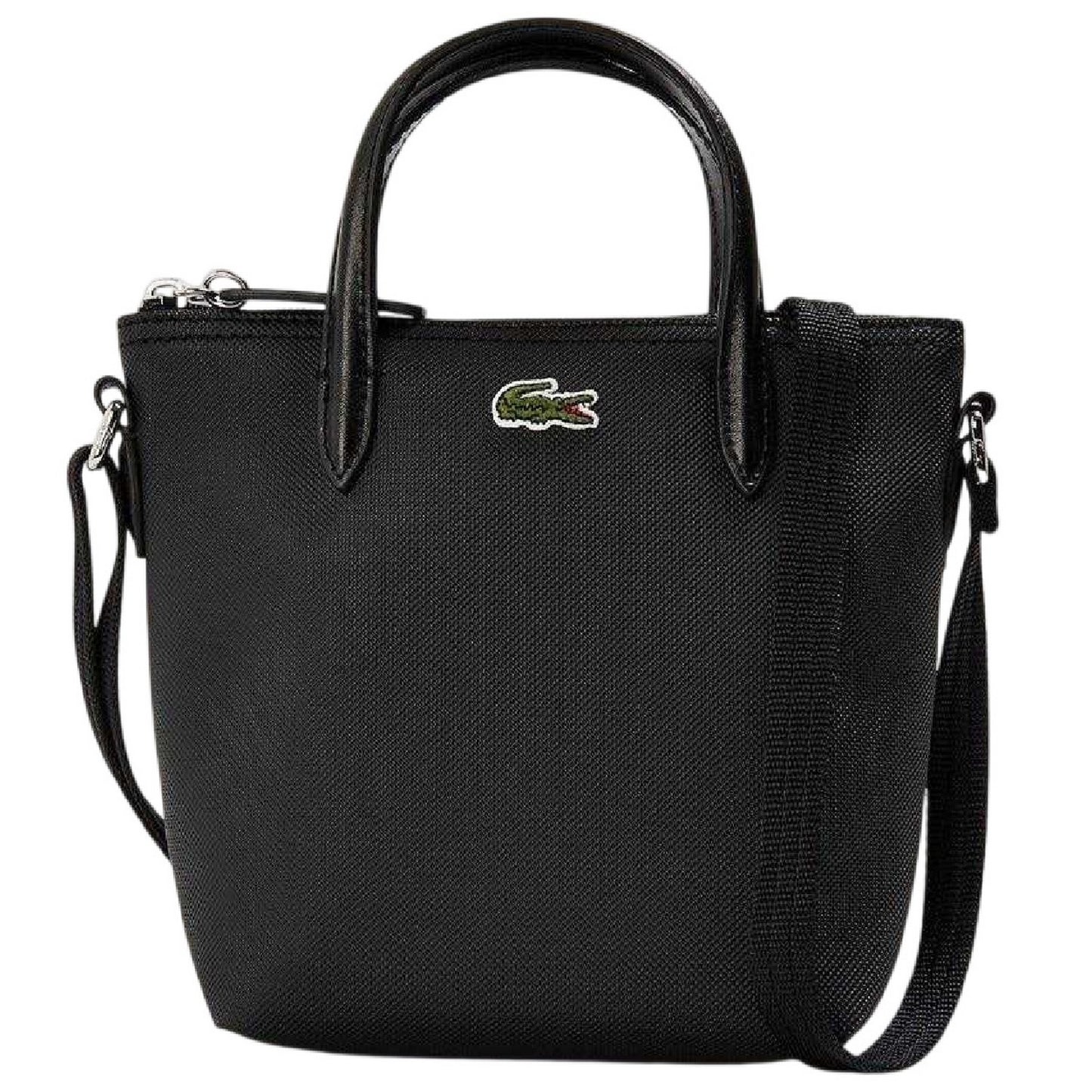 Black - Front - Lacoste Logo Canvas Crossbody Bag