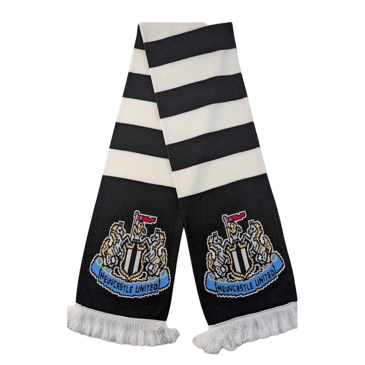Black-White - Front - Newcastle United FC Crest Acrylic Football Scarf