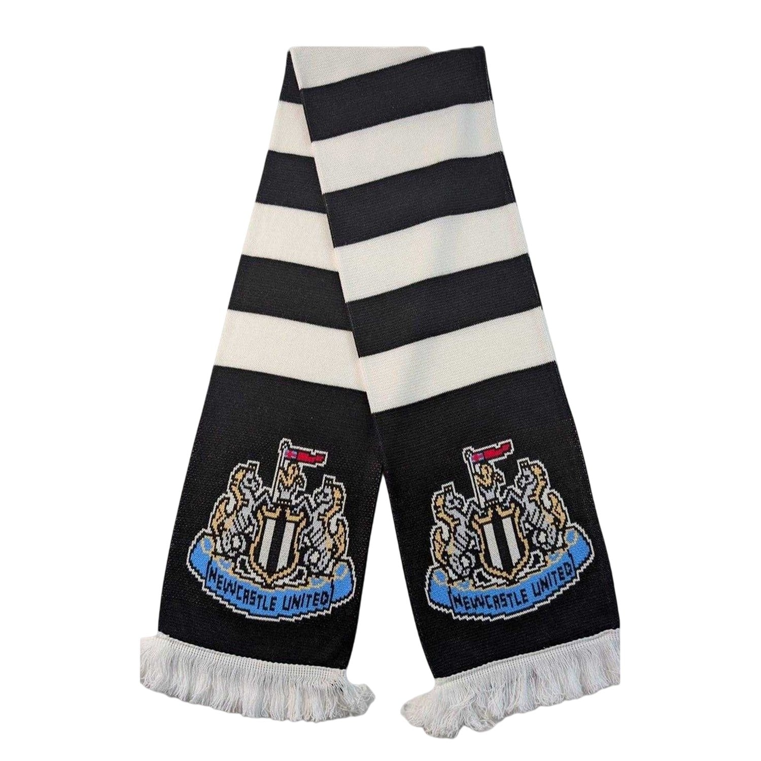 Black-White - Front - Newcastle United FC Crest Acrylic Football Scarf
