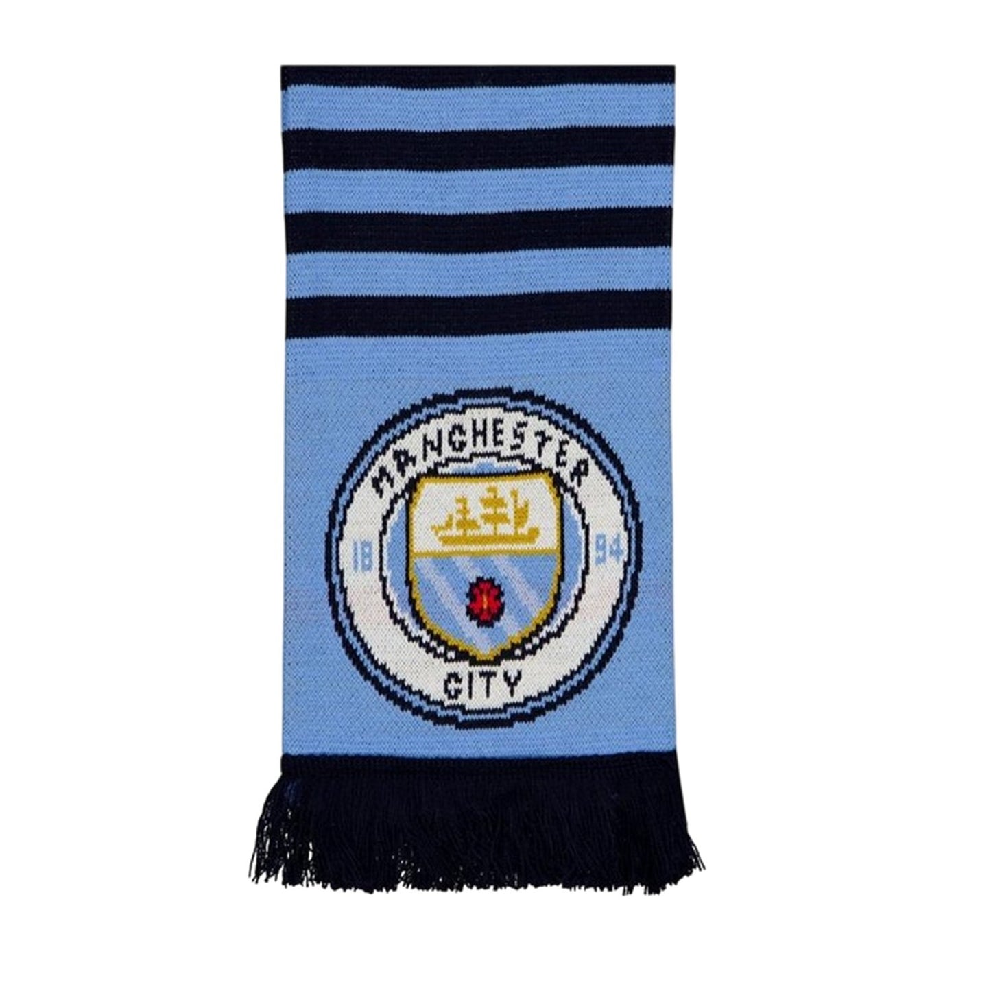 Sky Blue - Back - Manchester City FC Striped Acrylic Scarf