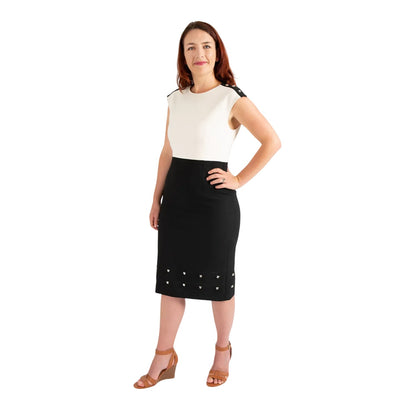 Black - Lifestyle - Boss Womens-Ladies Devoka Studded Midi Dress