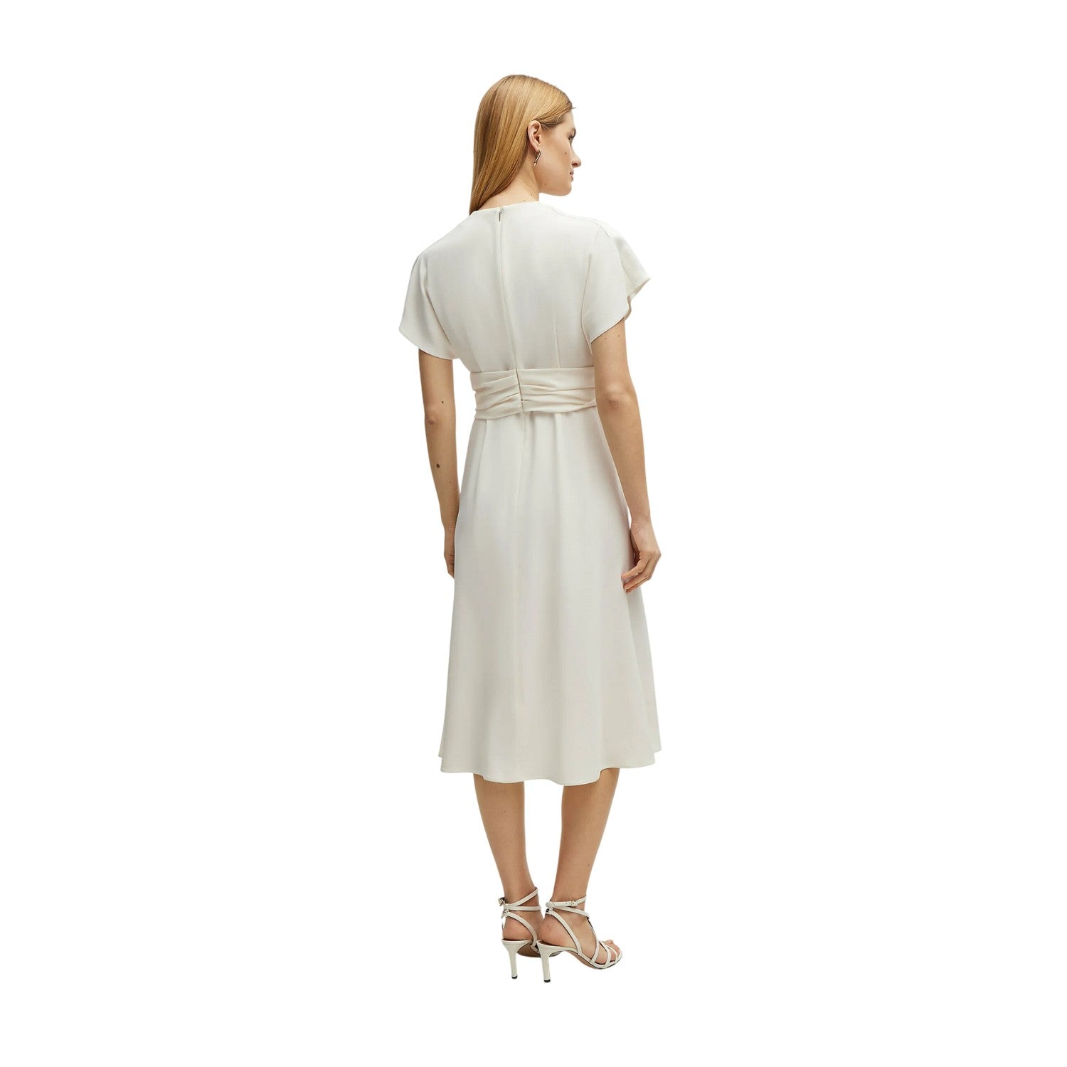 White - Back - Boss Womens-Ladies Debasa2 Satin Wrap Dress