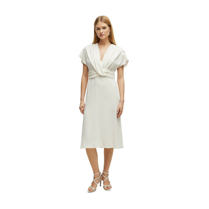 White - Pack Shot - Boss Womens-Ladies Debasa2 Satin Wrap Dress