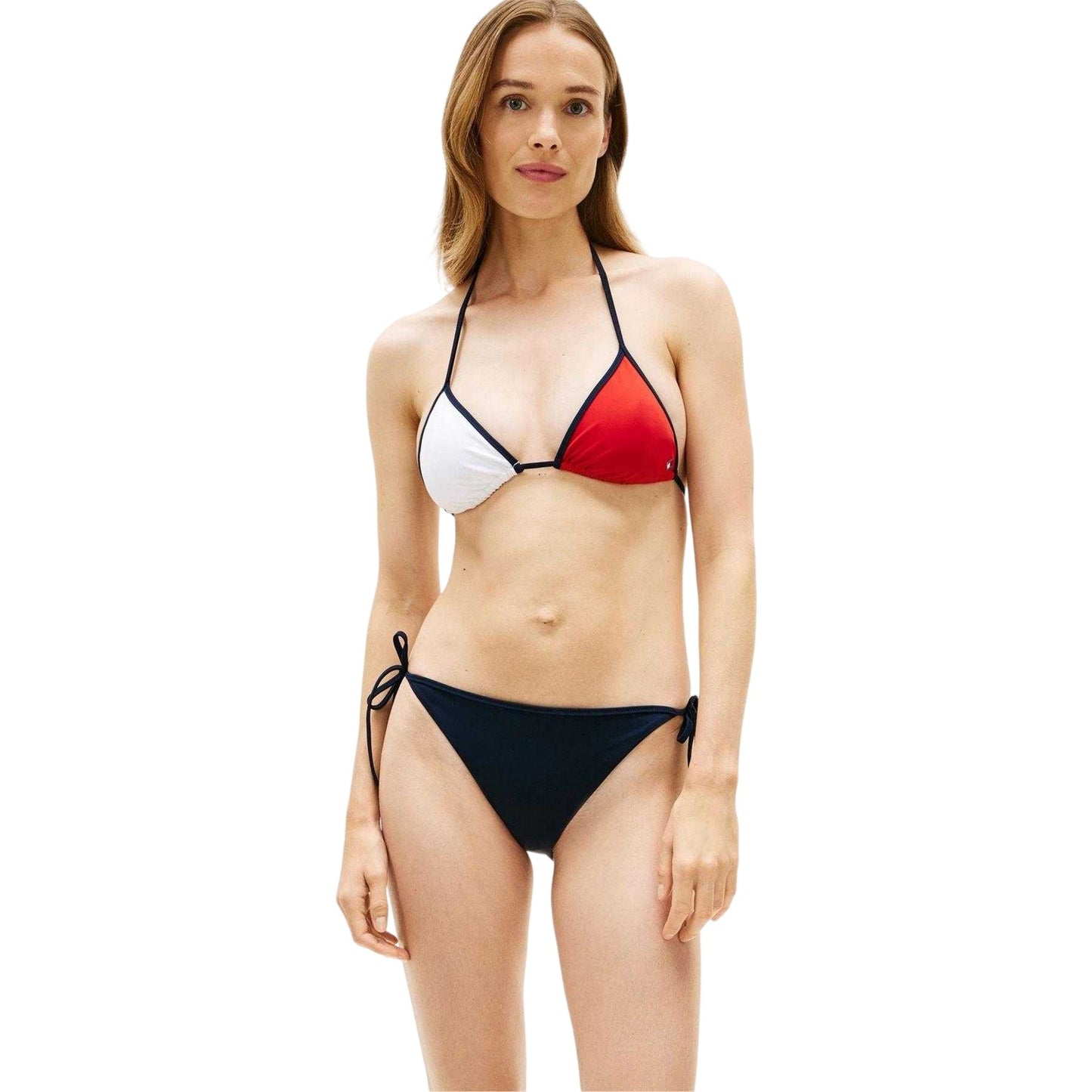 Night Blue - Lifestyle - Tommy Hilfiger Womens-Ladies Flag Triangle Cups Bikini Top