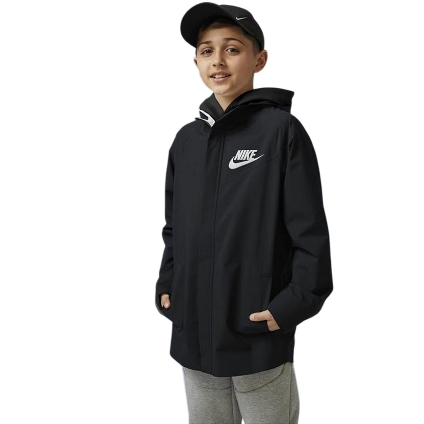 Black - Side - Nike Childrens-Kids Swoosh Cap
