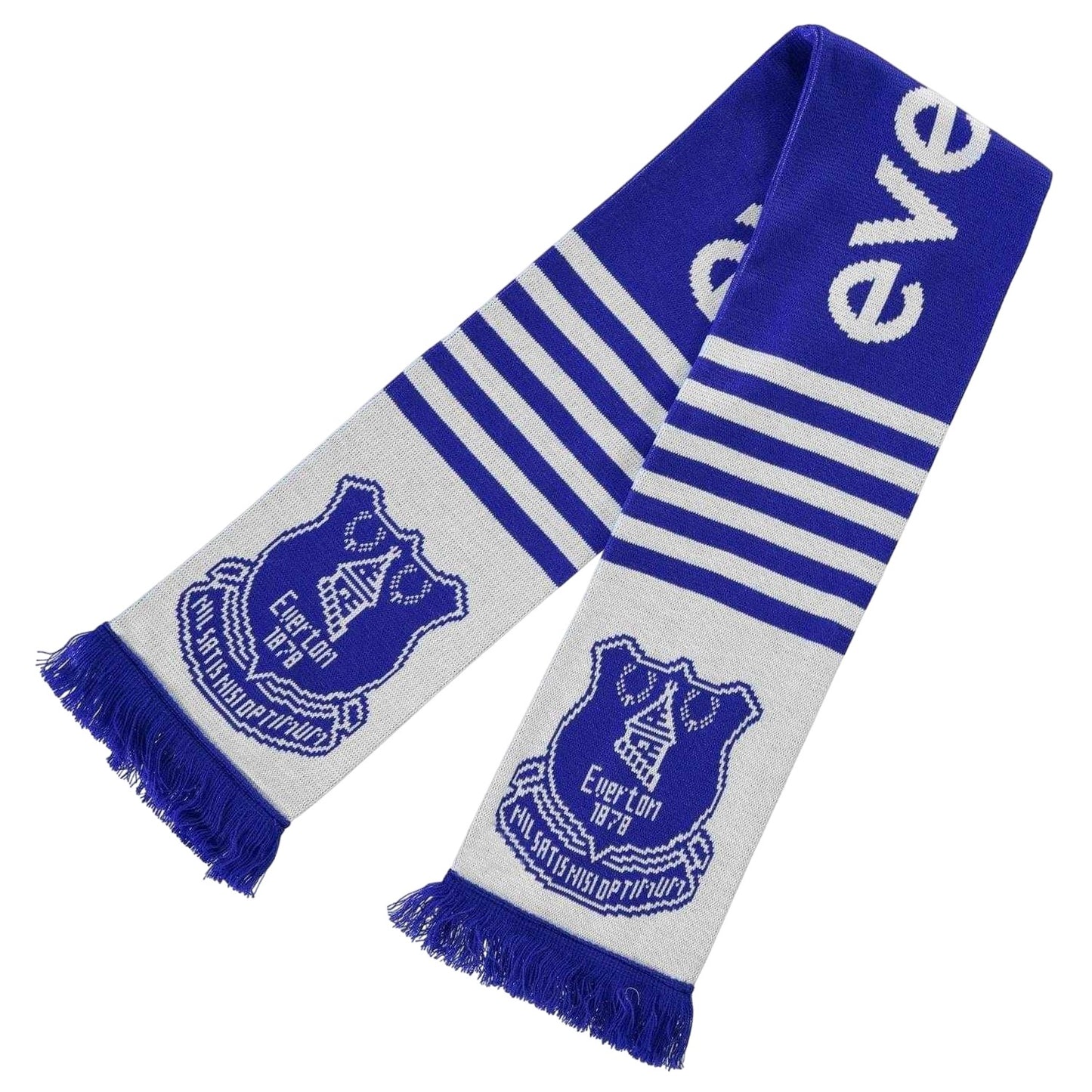 Blue - Back - Everton FC Striped Tassel Football Scarf