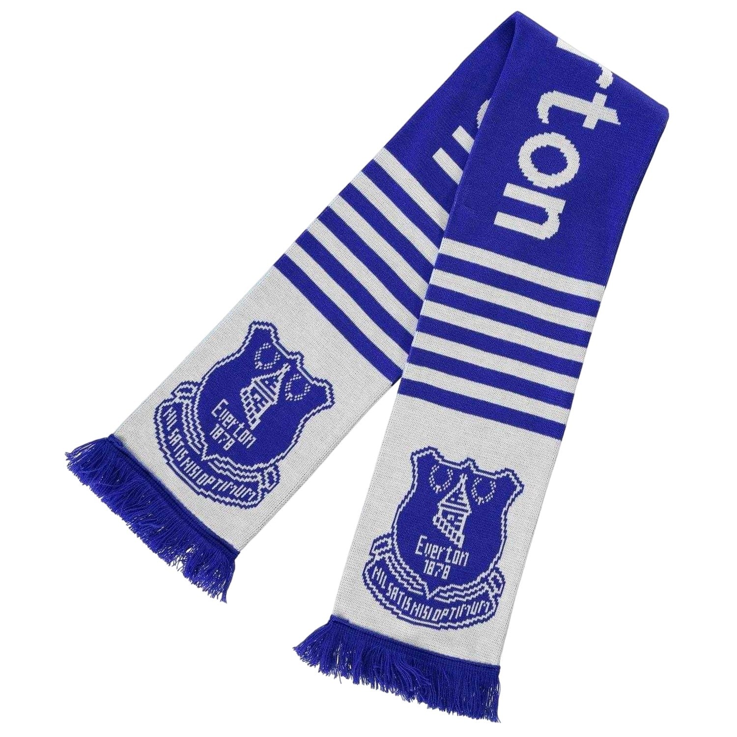Blue - Front - Everton FC Striped Tassel Football Scarf