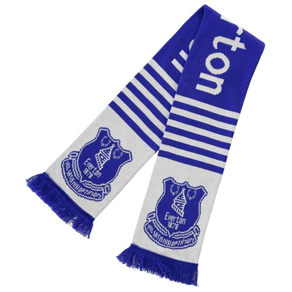 Blue - Front - Everton FC Striped Tassel Football Scarf