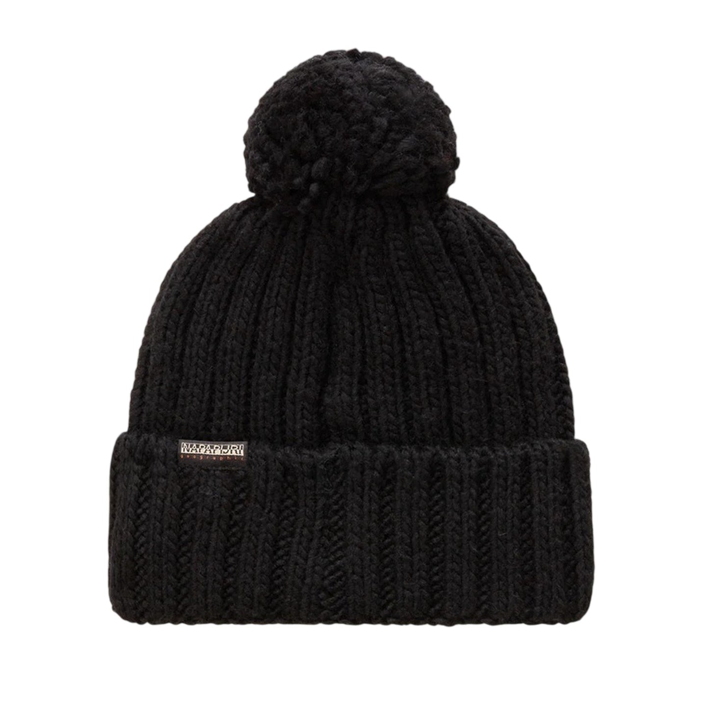 Black - Back - Napapijri Childrens-Kids Napa Semiury Wool Blend Bobble Hat