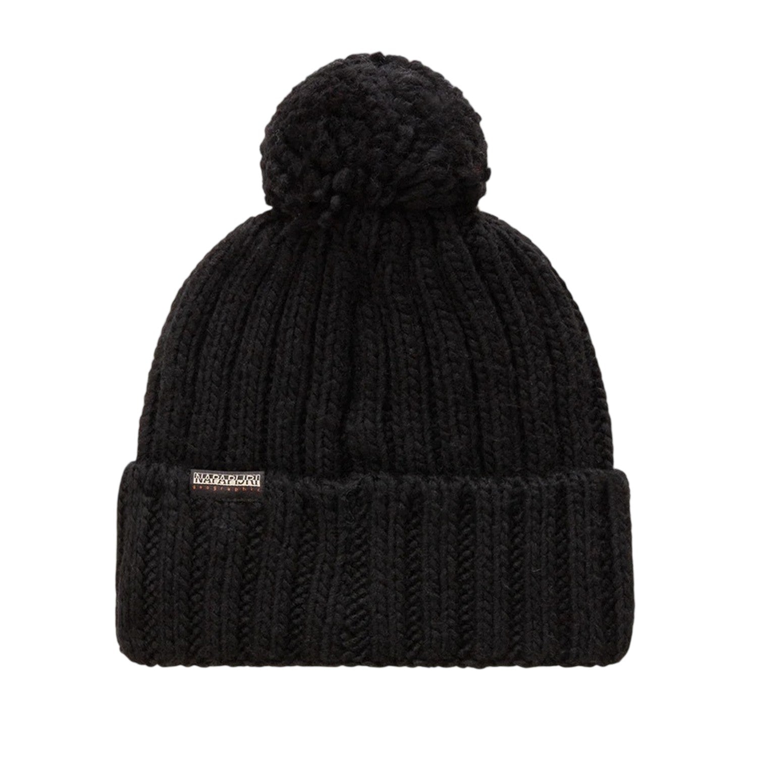 Black - Back - Napapijri Childrens-Kids Napa Semiury Wool Blend Bobble Hat