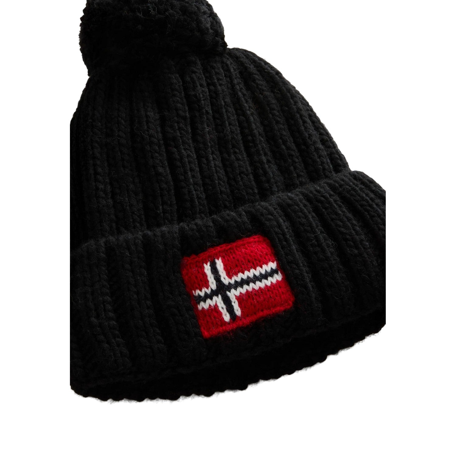 Black - Side - Napapijri Childrens-Kids Napa Semiury Wool Blend Bobble Hat