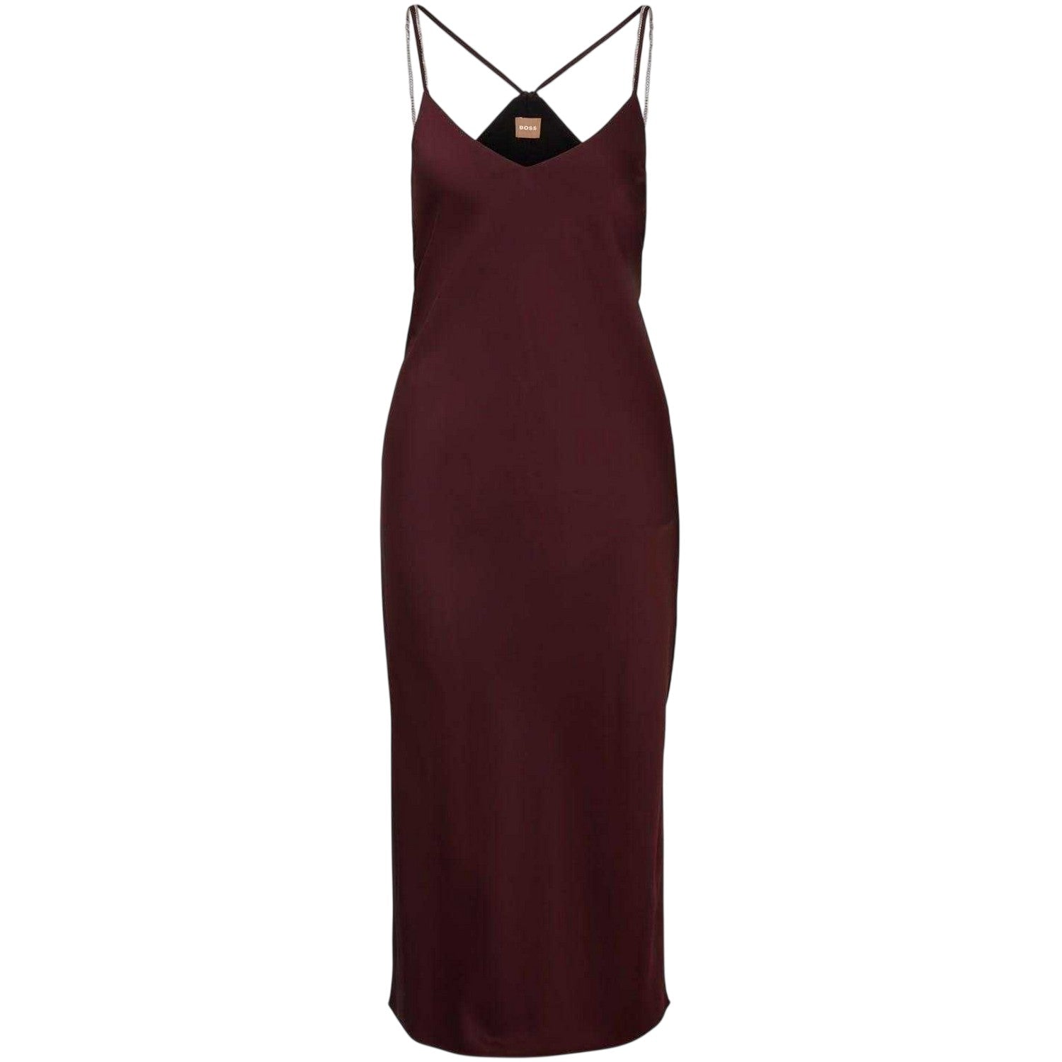 Red - Front - Boss Womens-Ladies Chain Detail Satin Slip Dress