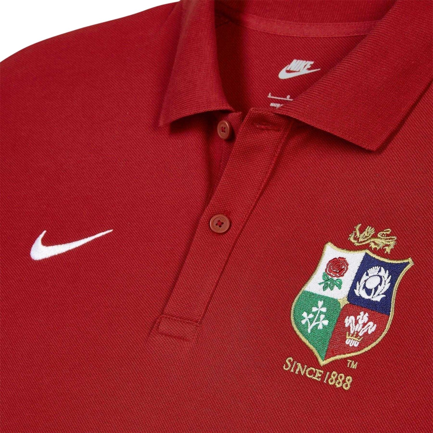 Pepper Red-White - Side - British & Irish Lions Mens Club Nike Polo Shirt