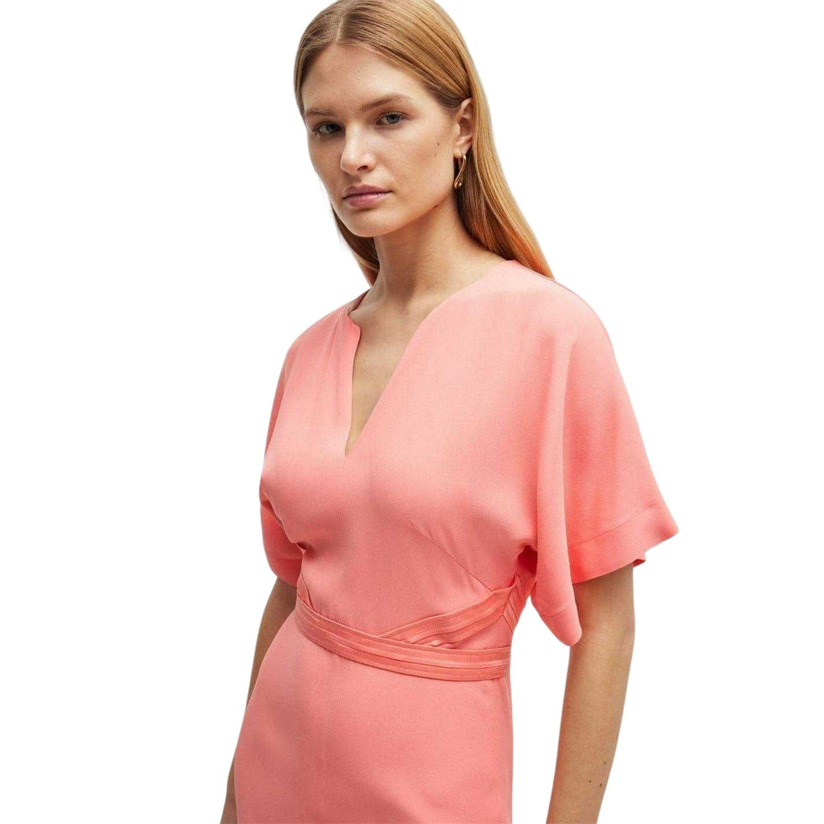 Dark Blue - Side - Boss Womens-Ladies Dawinga V Neck Midi Dress