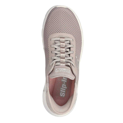 Taupe - Side - Skechers Womens-Ladies Go Walk Flex Grand Entry Slip-In Walking Shoes