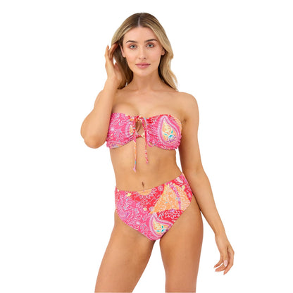 Multicoloured - Front - Be You Womens-Ladies Tie Detail Bandeau Two-Piece Swimsuit