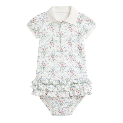 Floral Floral - Front - Ralph Lauren Baby Girls Cotton Relaxed Fit Polo Shirt Dress