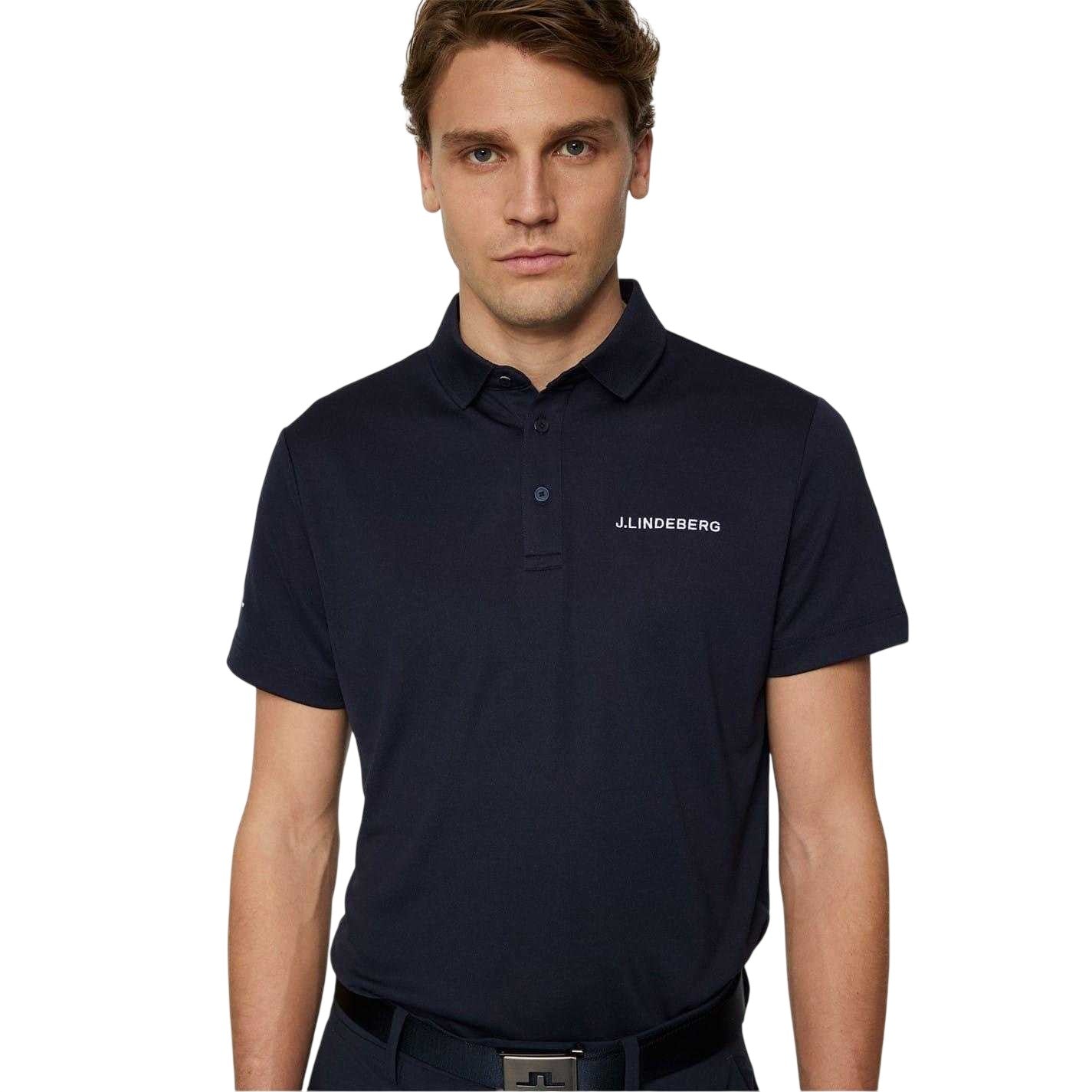 Navy - Side - J.Lindeberg Mens Bridge Bridge Regular Polo Shirt