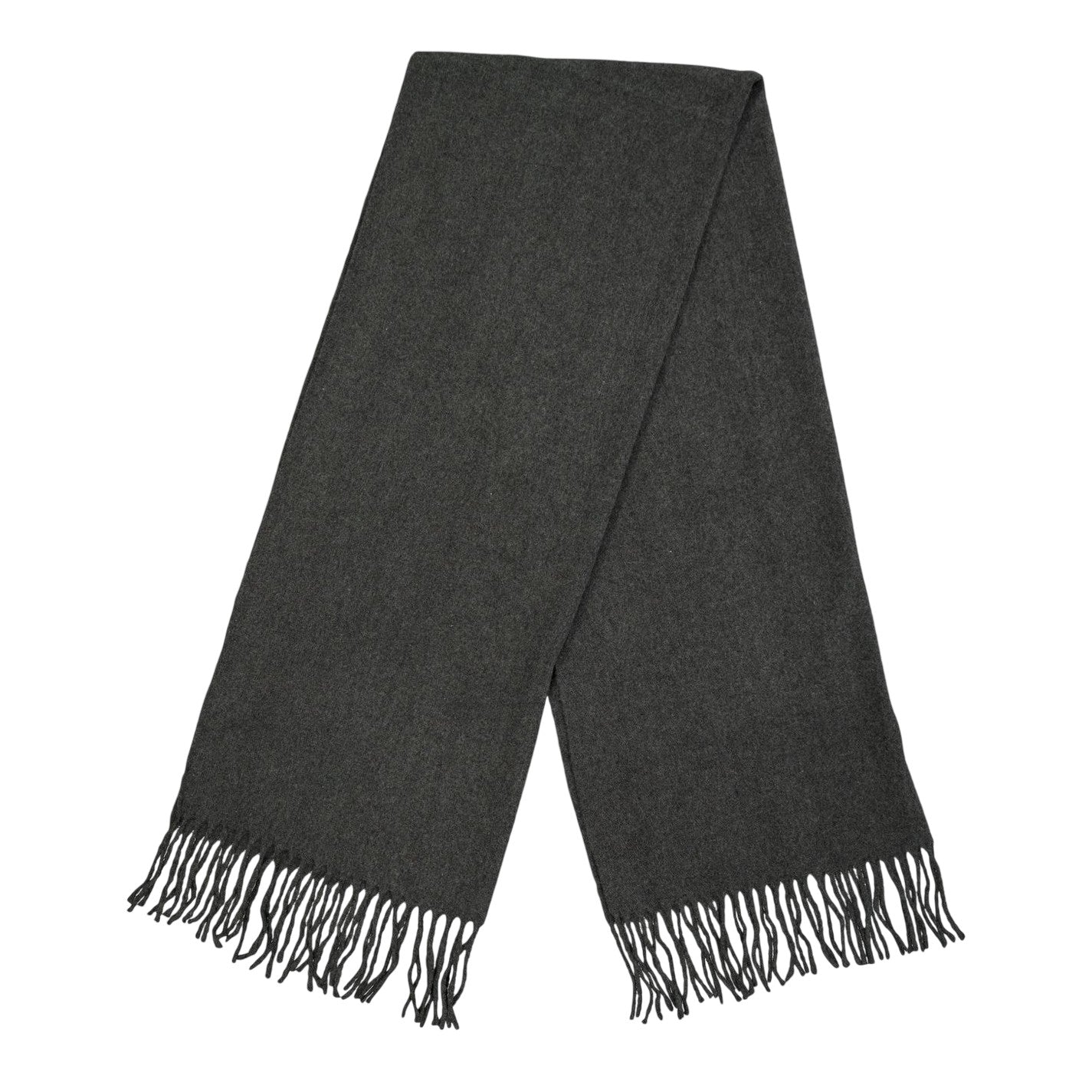 Dark Grey Melange - Front - Pieces Solid Fringed Scarf