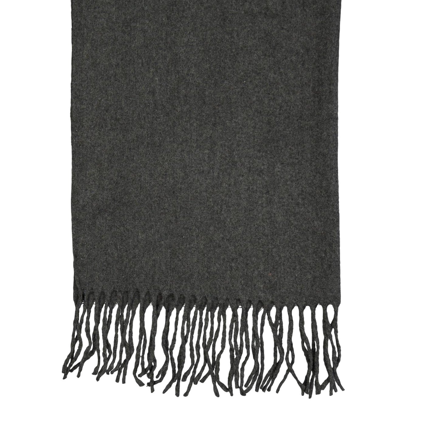 Dark Grey Melange - Back - Pieces Solid Fringed Scarf