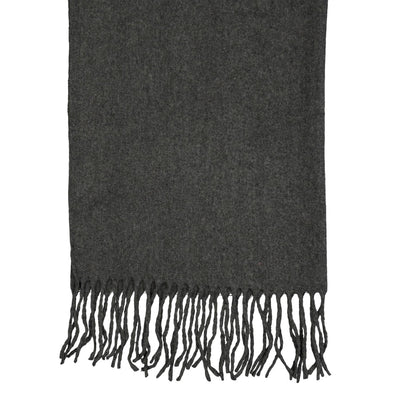 Dark Grey Melange - Back - Pieces Solid Fringed Scarf