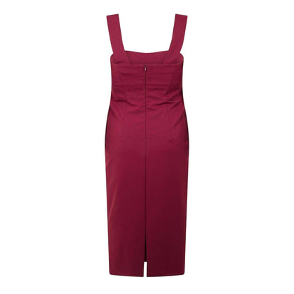 Dark Red - Back - Boss Womens-Ladies Dizena Sweetheart Midi Dress
