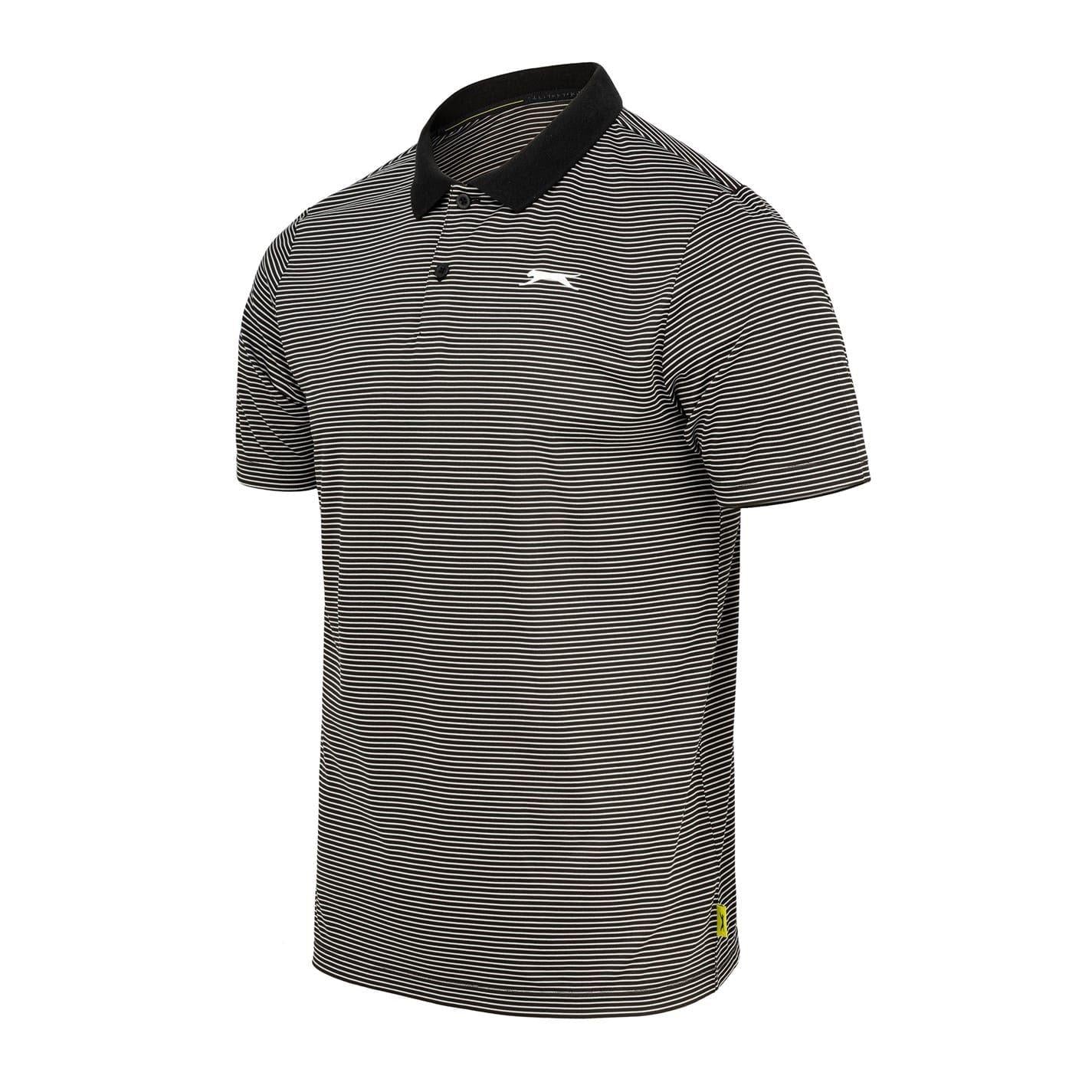 Black - Side - Slazenger Mens Micro-Stripe Golf Polo Shirt