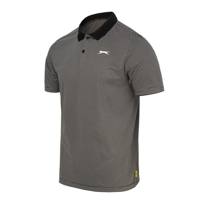 Black - Side - Slazenger Mens Micro-Stripe Golf Polo Shirt