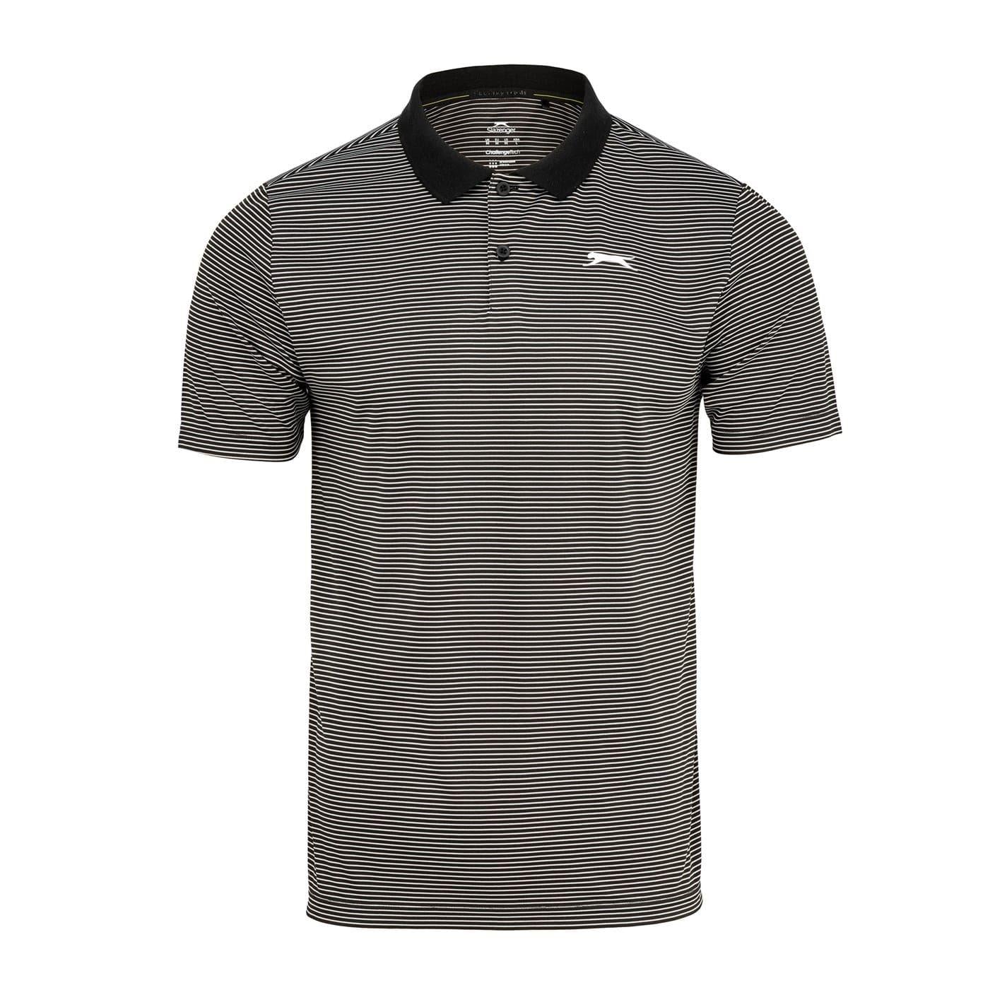 Black - Front - Slazenger Mens Micro-Stripe Golf Polo Shirt