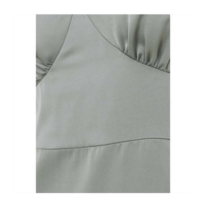 Sage Green - Pack Shot - Maya Deluxe Womens-Ladies Satin Angel Sleeve Bridesmaid Maxi Dress