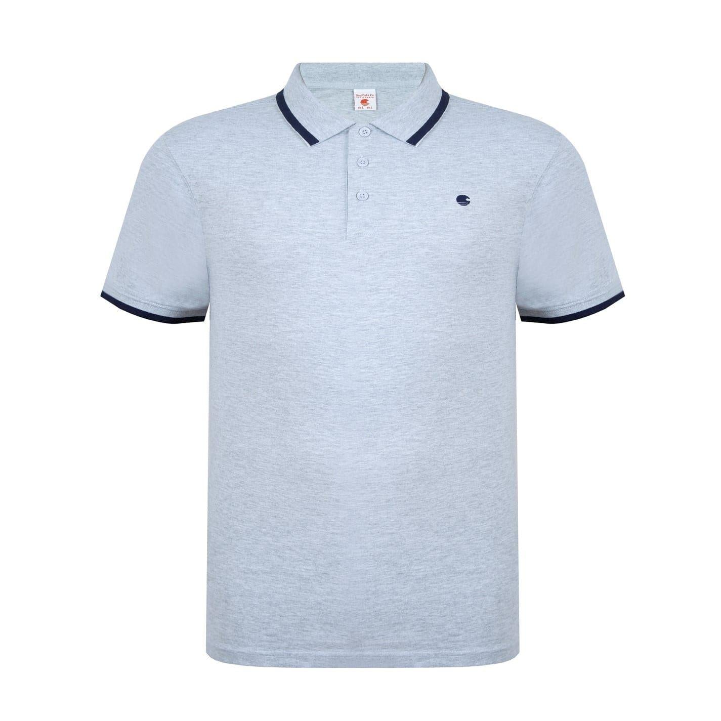 Grey Marl - Front - SoulCal Mens Signature Polo Shirt