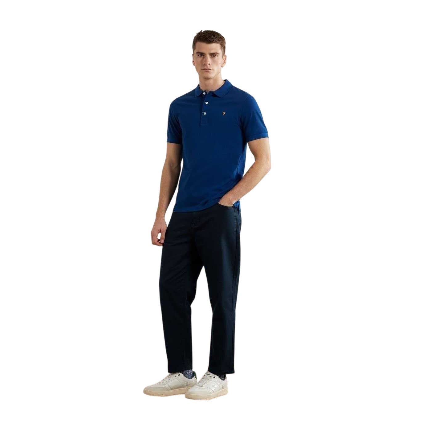 Blue - Lifestyle - Farah Mens Cotton Short-Sleeved Polo Shirt