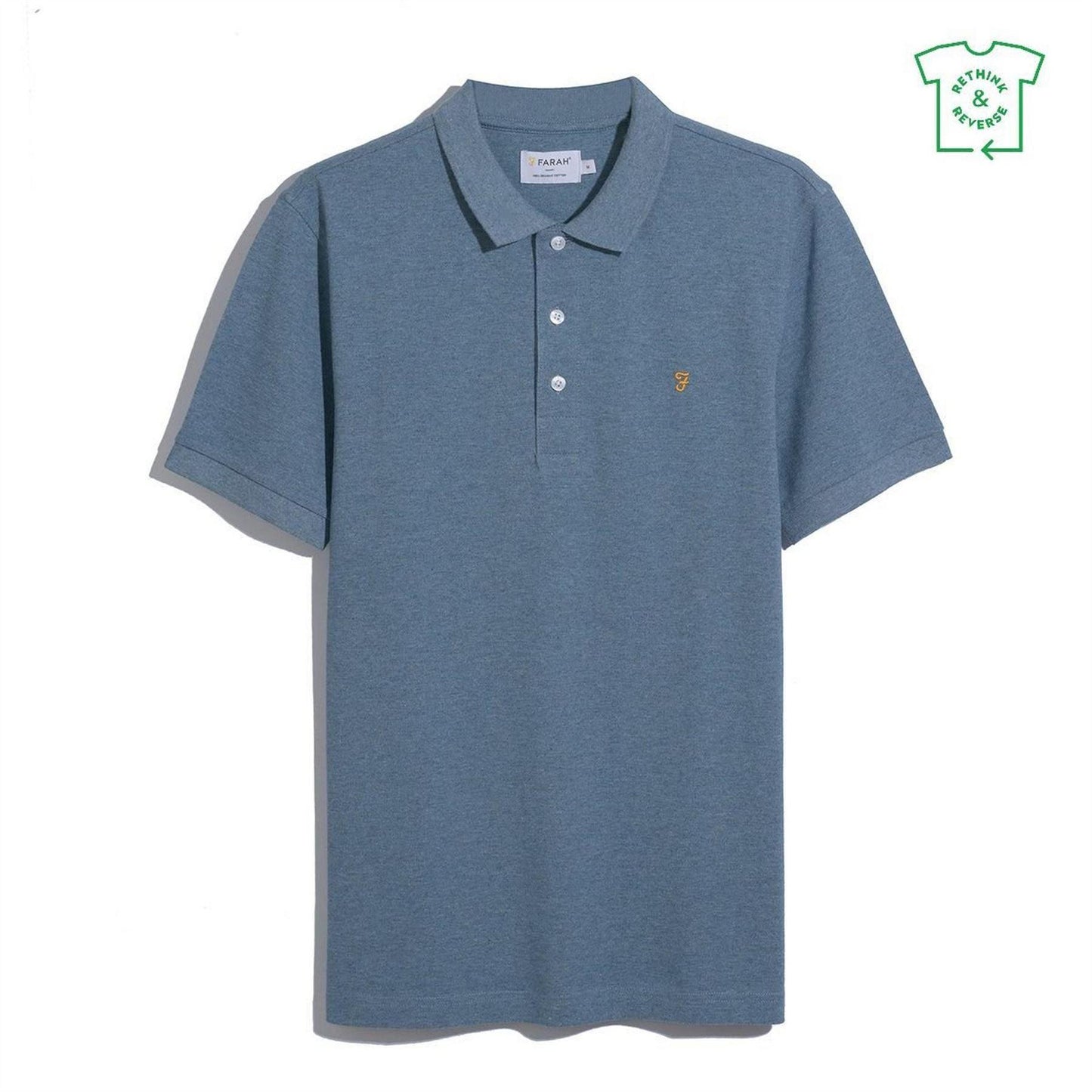 Blue Tide - Front - Farah Mens Cotton Short-Sleeved Polo Shirt