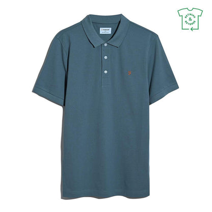 Chalk Blue - Front - Farah Mens Cotton Short-Sleeved Polo Shirt