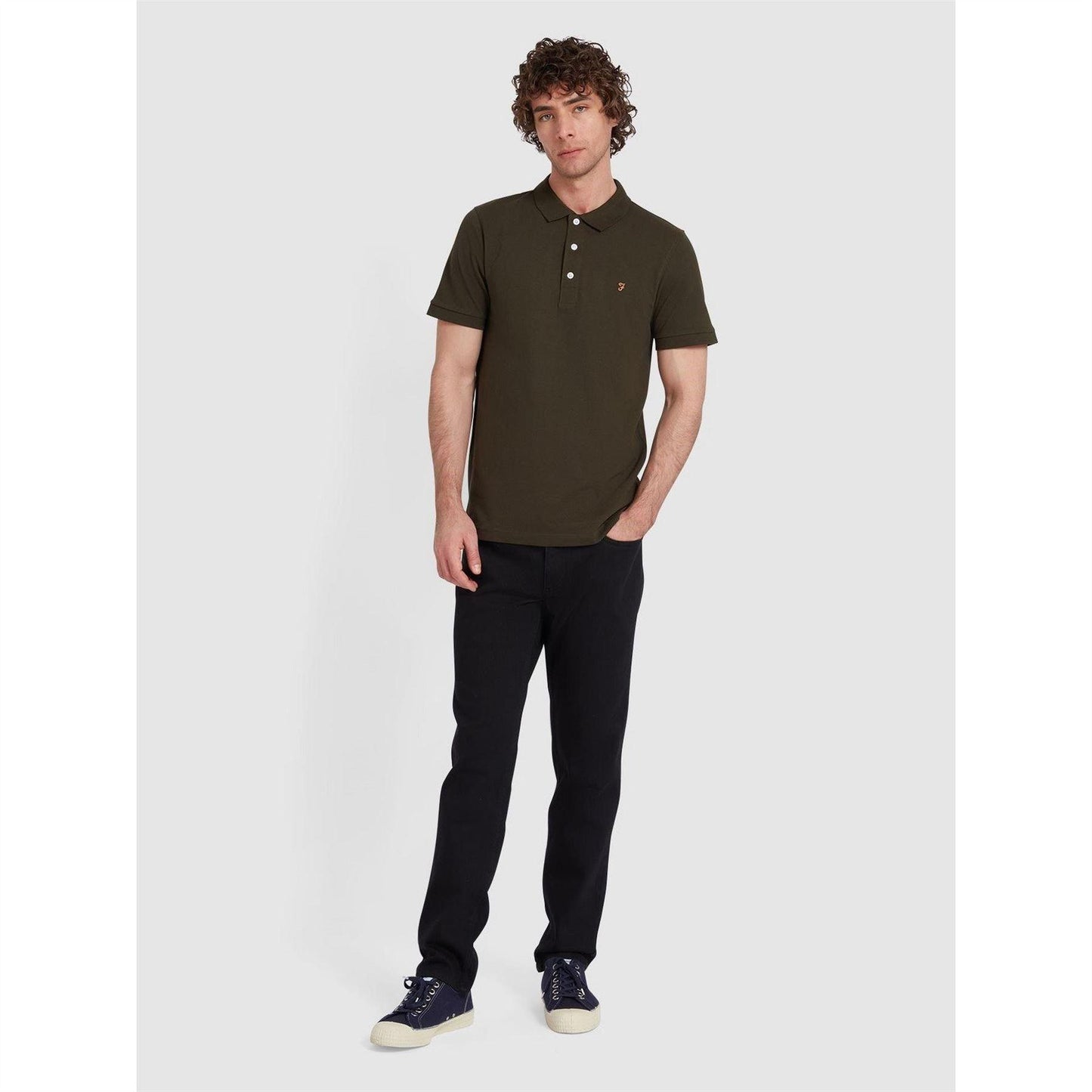 Evergreen - Back - Farah Mens Cotton Short-Sleeved Polo Shirt