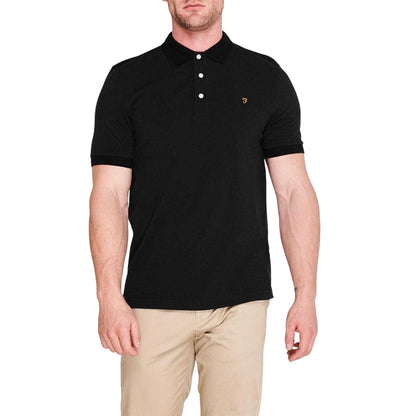 Black - Side - Farah Mens Cotton Short-Sleeved Polo Shirt