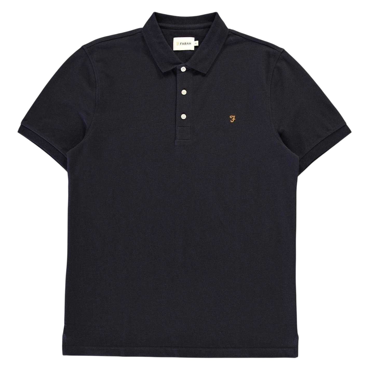 True Navy - Front - Farah Mens Cotton Short-Sleeved Polo Shirt