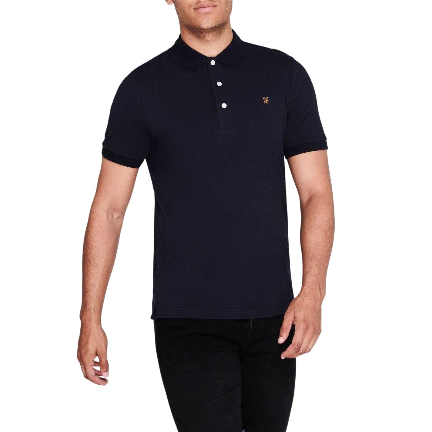 True Navy - Side - Farah Mens Cotton Short-Sleeved Polo Shirt