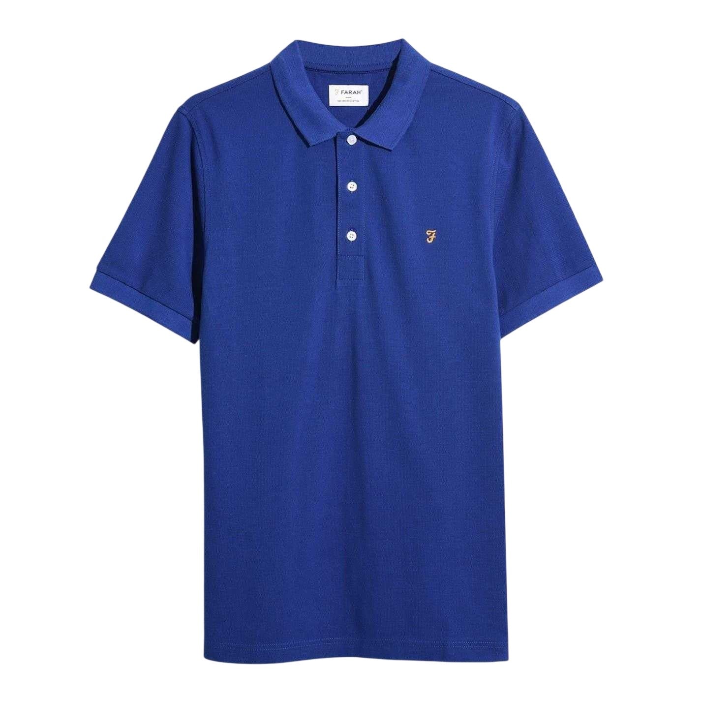 Blue - Front - Farah Mens Cotton Short-Sleeved Polo Shirt