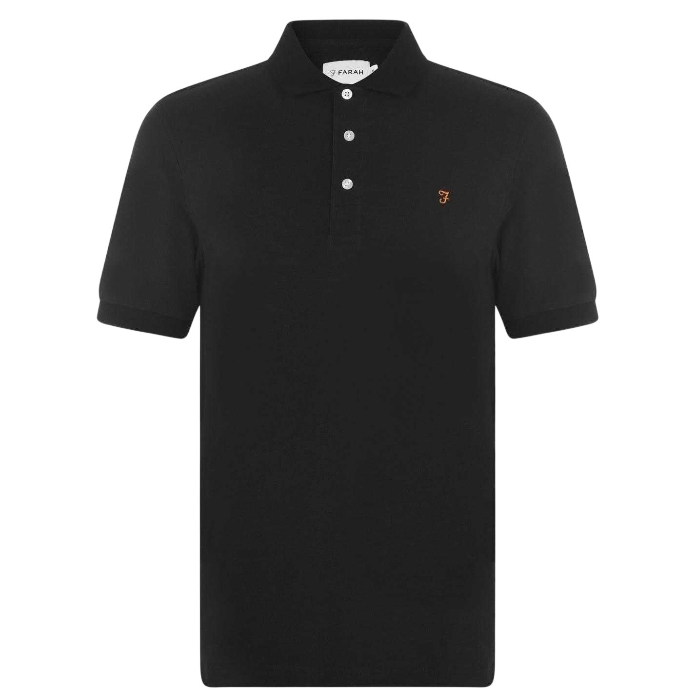 Black - Front - Farah Mens Cotton Short-Sleeved Polo Shirt